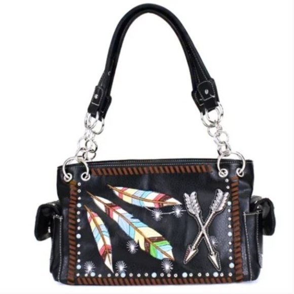 Black Western Feather & Arrow Purse - Picture 1 of 5